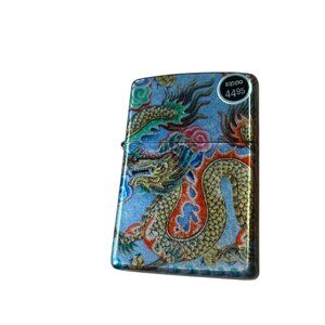 Zippo Premium Dragon Design Lighter, Model 4495, Made in USA, Blue and Red